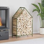 vidaXL Portant de bois chauffage vert olive 60x25x90 cm