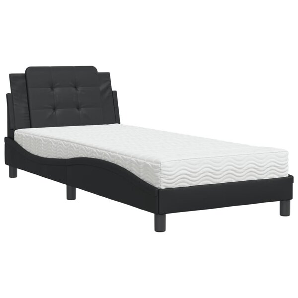 vidaXL Lit avec matelas noir 100x200 cm similicuir