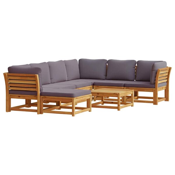 vidaXL Salon de jardin avec coussins 8 Pièces bois massif d'acacia
