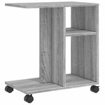 vidaXL Table d'appoint avec roues sonoma gris bois d'ingénierie
