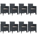 vidaXL Ensemble de salle à manger de jardin 9 pièces avec coussins anthracite en poly rattan