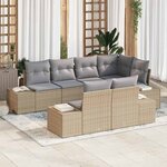vidaXL Ensemble de canapé de jardin 7 Pièces beige et gris Poly rotin
