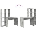 vidaXL Bureau Gris béton 138.5 x 55 x 143 cm Bois d'ingénierie