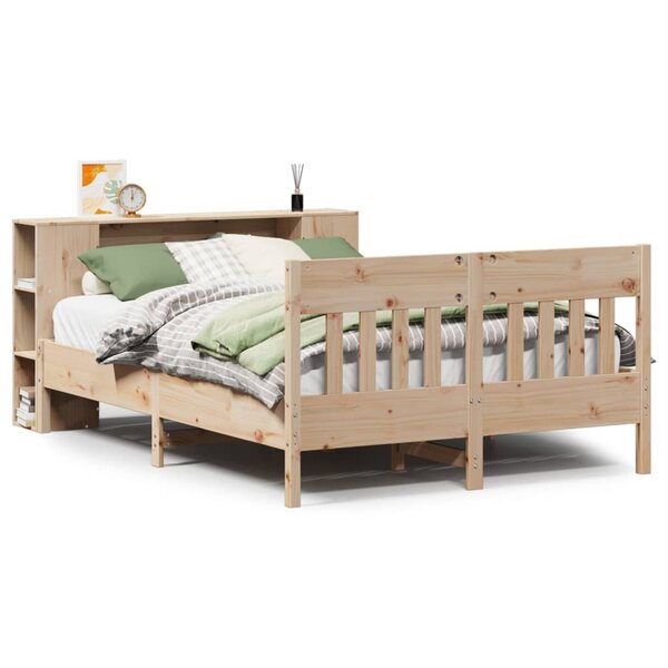 vidaXL Lit bibliothèque sans matelas 140x190 cm bois de pin massif