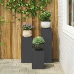 vidaXL Supports pour plantes 3 Pièces Noir 24 x 24 x 75 cm Acier