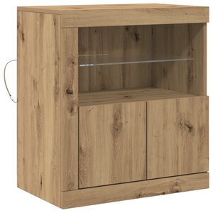 Buffet vidaXL avec lumières LED Chêne artisanal 60 5x37x67 cm