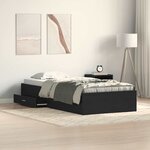 vidaXL Lit Noir Chêne 100x200 cm Bois d'ingénierie