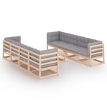 Salon de jardin meuble d'extérieur ensemble de mobilier 9 pièces avec coussins bois de pin massif 02_0017926