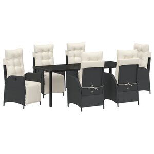 vidaXL Ensemble de salle à manger de jardin 7 pièces en rattan poly noir