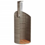 vidaXL Douche d'extérieur gris 100x100x241 5 cm poly rotin bois acacia