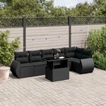 vidaXL Salon de jardin 7 Pièces avec coussins noir résine tressée