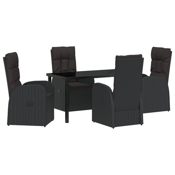vidaXL Ensemble de salle à manger de jardin 5 pièces avec coussins Rattan poly noir