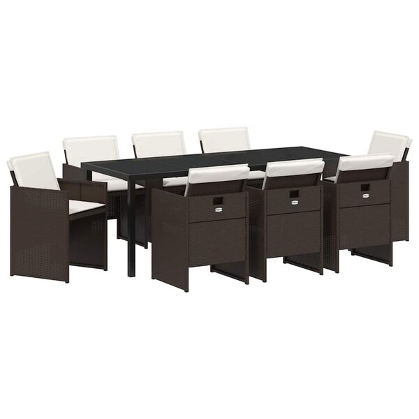 vidaXL Ensemble de salle à manger pour jardin 9 pc Marron polyrotin