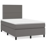 vidaXL Sommier à lattes de lit avec matelas gris 120x190 cm similicuir