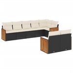 vidaXL Salon de jardin 8 Pièces avec coussins noir résine tressée