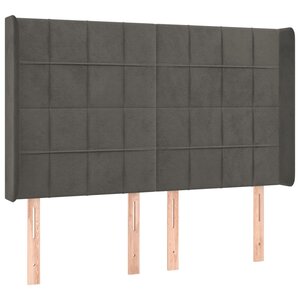 vidaXL Tête de lit avec oreilles Gris foncé 147x16x118/128 cm Velours