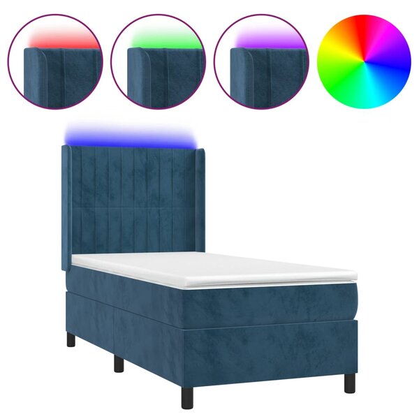 vidaXL Sommier à lattes de lit matelas LED Bleu foncé 80x200cm Velours