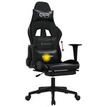 vidaXL Chaise de jeu de massage avec repose-pied Noir Similicuir