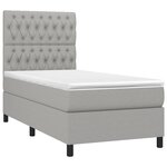 vidaXL Sommier à lattes de lit avec matelas et LED Gris clair 90x190cm