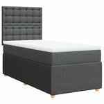 vidaXL Sommier à lattes de lit avec matelas Gris foncé 90x200 cm Tissu