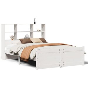 vidaXL Lit bibliothèque sans matelas blanc 140x190 cm bois pin massif