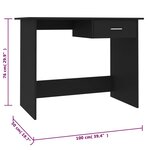 vidaXL Bureau Noir 100x50x76 cm Bois d’ingénierie