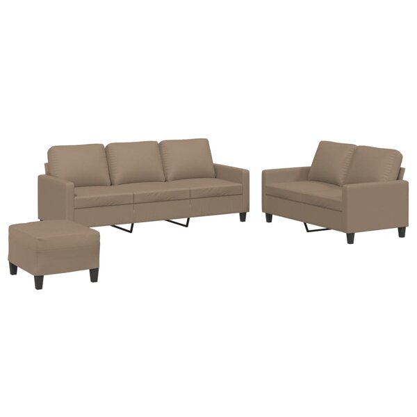 vidaXL Ensemble de canapés 3 Pièces avec coussins Cappuccino Similicuir