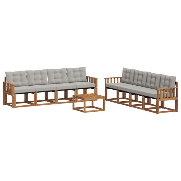 vidaXL Ensemble de canapés d'extérieur 9 Pièces Gris Naturel et Clair