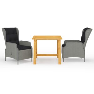 vidaXL Ensemble à manger de jardin 3 Pièces Gris clair
