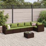 vidaXL Salon de jardin avec coussins 7 Pièces marron résine tressée