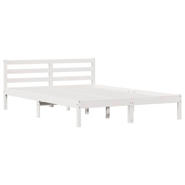 vidaXL Cadre de lit Blanc 208.6 x 157.6 x 69.4 cm Pin massif