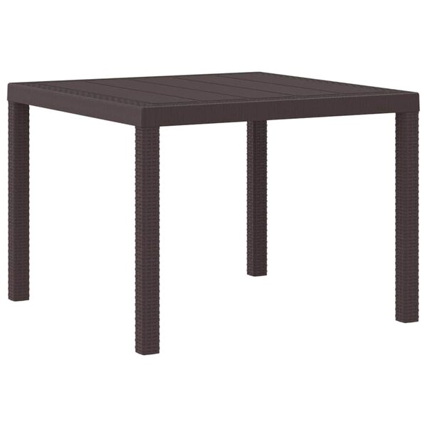 vidaXL Table de jardin pour repas Marron 100 x 100 x 73 cm polyrotin