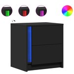 vidaXL Armoires de chevet et lumières LED 2 Pièces noir bois d'ingénierie