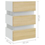 vidaXL Table de chevet à LED Blanc et chêne sonoma 45x35x67 cm