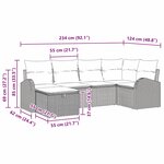vidaXL Ensemble de canapé de jardin avec coussin 6 Pièces Noir Poly rotin