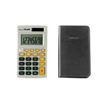 Calculatrice grise et orange 8 chiffres avec étui