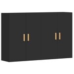 vidaXL Armoires murales 2 Pièces noir bois d'ingénierie