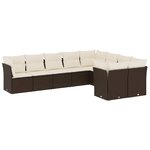 vidaXL Salon de jardin avec coussins 9 Pièces marron résine tressée