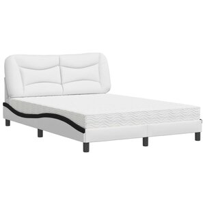 vidaXL Lit avec matelas blanc et noir 140x190 cm similicuir