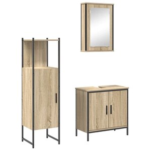 vidaXL Ensemble de mobilier de salle de bain avec étagère 3 Pièces Marron