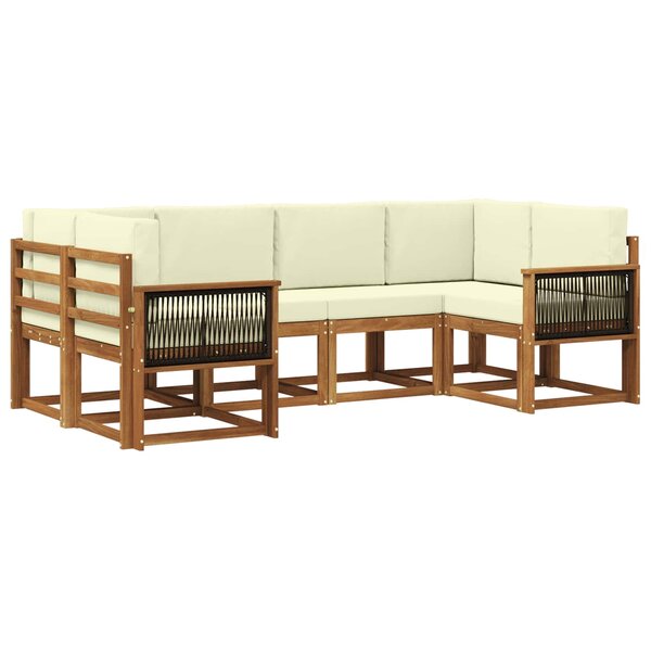 vidaXL Ensemble de canapés d'extérieur 6 pc Naturel et Crème