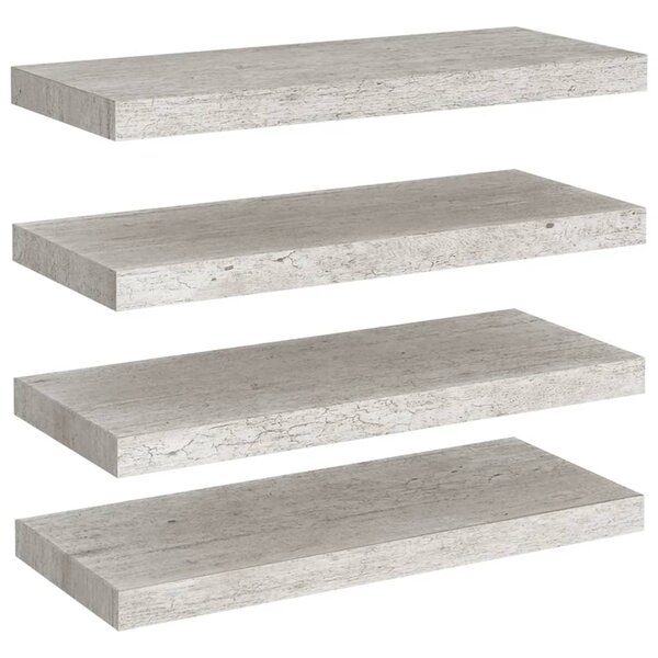 vidaXL Étagères murales flottantes 4 Pièces gris béton 60x23 5x3 8 cm MDF