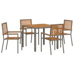 Ensemble de salle à manger de jardin vidaXL 5 pièces en poly rotin gris et acacia