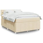 vidaXL Sommier à lattes de lit avec matelas Crème 140x200 cm Tissu