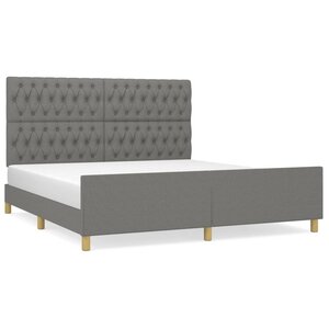 vidaXL Cadre de lit avec tête de lit Gris foncé 180 x 200 cm Tissu