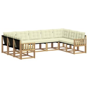vidaXL Ensemble de canapés d'extérieur 9 Pièces Blanc et crème