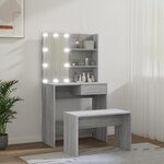 vidaXL Ensemble de coiffeuse avec LED Sonoma gris Bois d'ingénierie