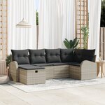 vidaXL Ensemble de canapé de jardin de 6 pièces avec coussins  gris clair  en poly rattan.