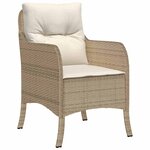 vidaXL Set de salle à manger de jardin 3 pièces avec coussins beiges en poly rattan