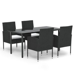 vidaXL Ensemble à manger de jardin coussins 5Pièces Noir Résine tressée